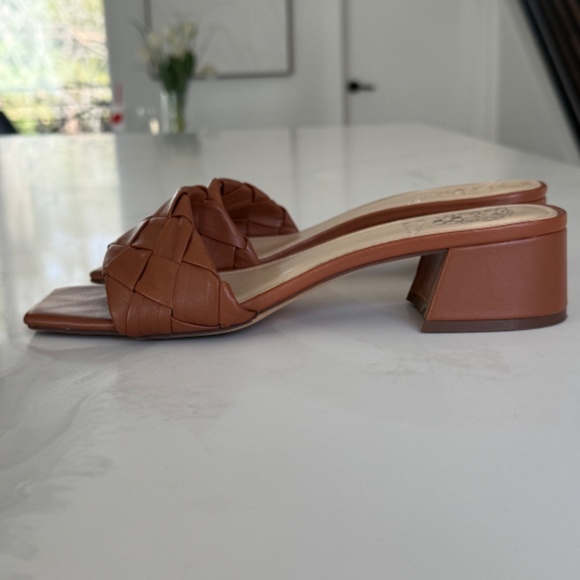 Vince Camuto Semterra Woven-Strap Slide Sandals in Camel - Picture 3 of 6